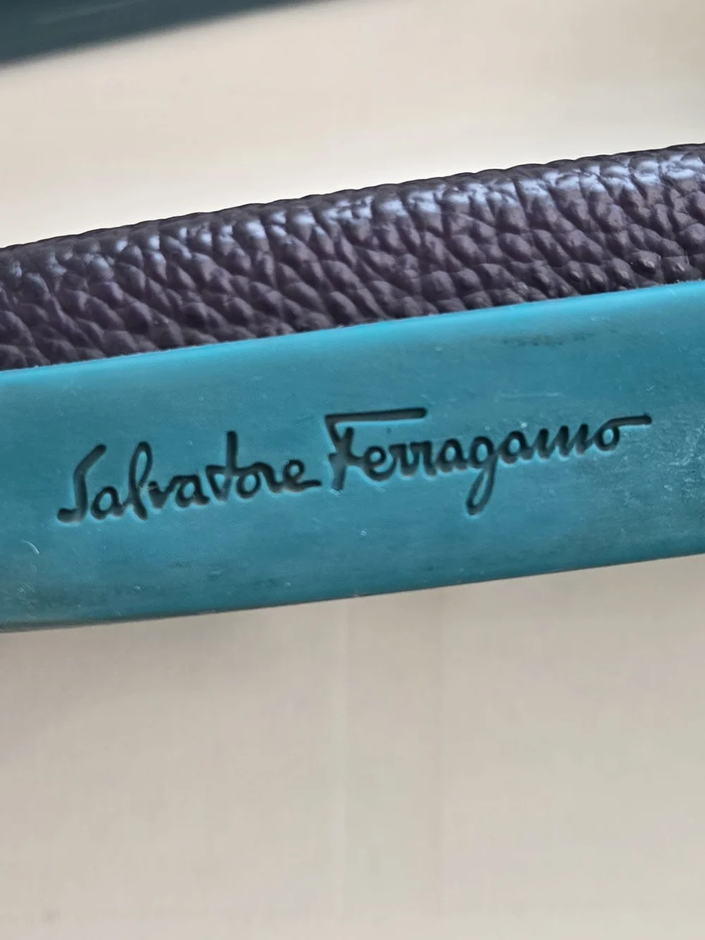 Salvatore Ferragamo Amos Logo Rubber Slide Sandals Purple Teal Men's Size 12
